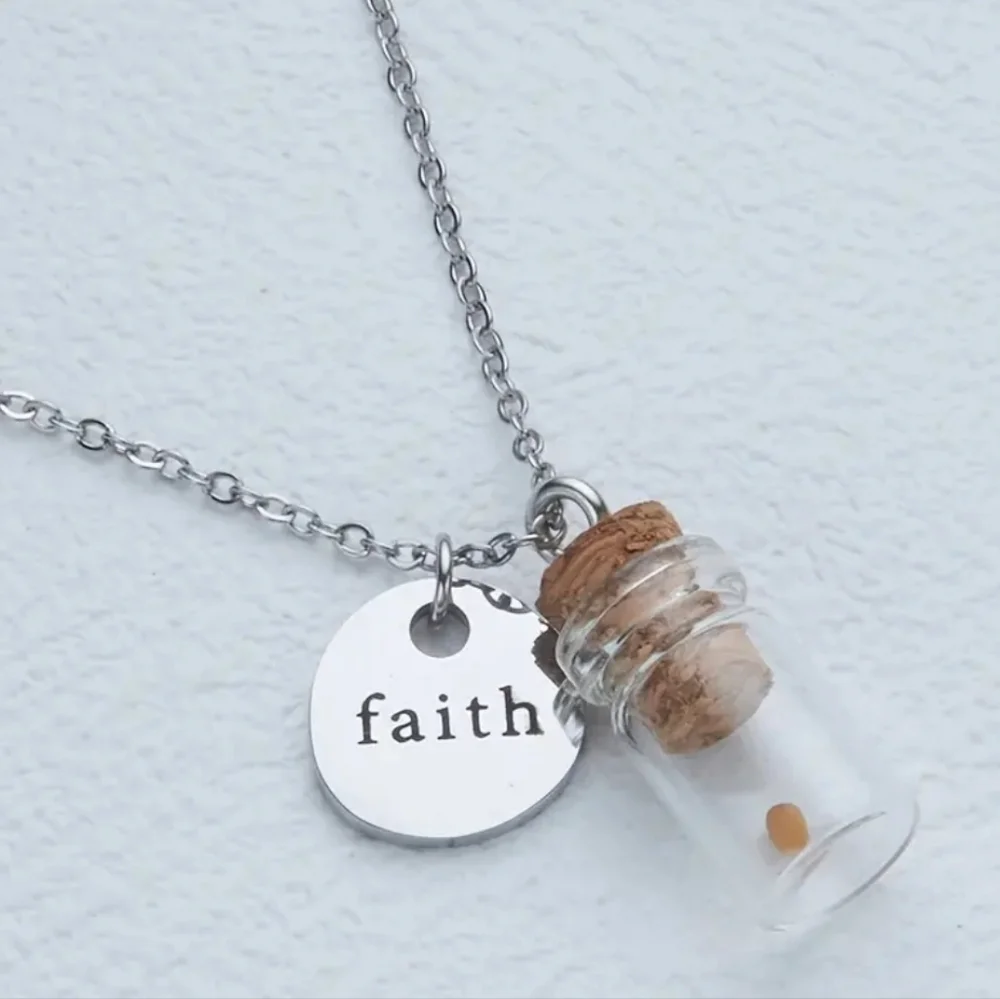 NWT! Faith Religious Mustard Seed Bottle Necklace